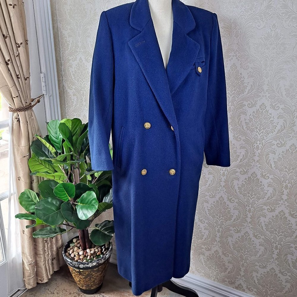 Preston & York Dillard’s Exclusive Size 8 Navy Blue Long Coat 100% Wool Trench
